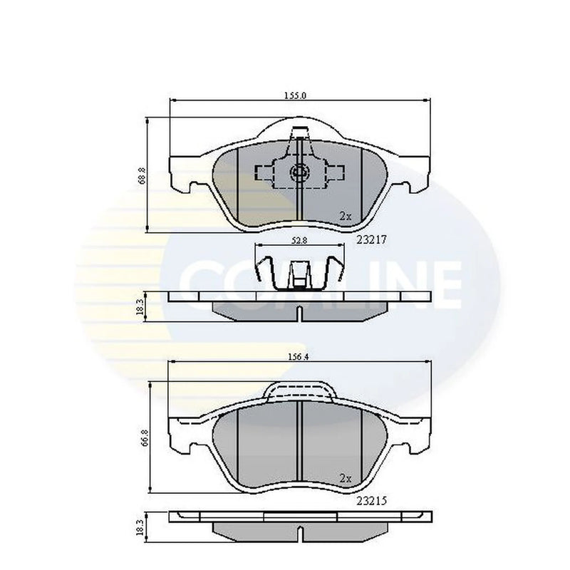 Comline 4 x Front Brake Pad Set fits Renault Laguna 2008-2015 1.5 3.0
