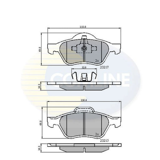 Comline 4 x Front Brake Pad Set fits Renault Laguna 2008-2015 1.5 3.0