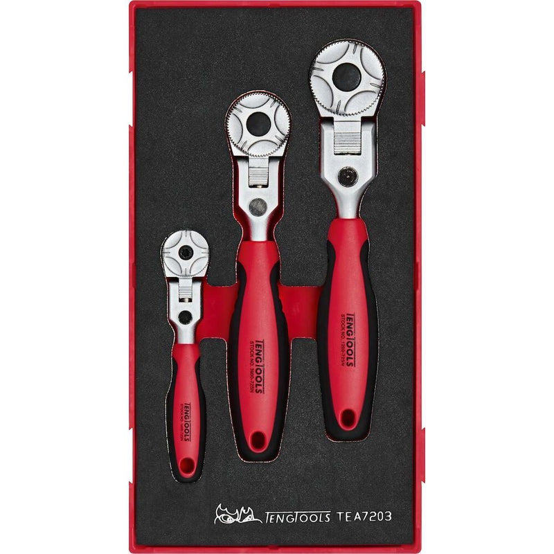 Teng Tools 1/4", 3/8" & 1/2" Ratchet Flex Head Set FOAM1 3 Pieces Teng Tools - Dynamic Drive