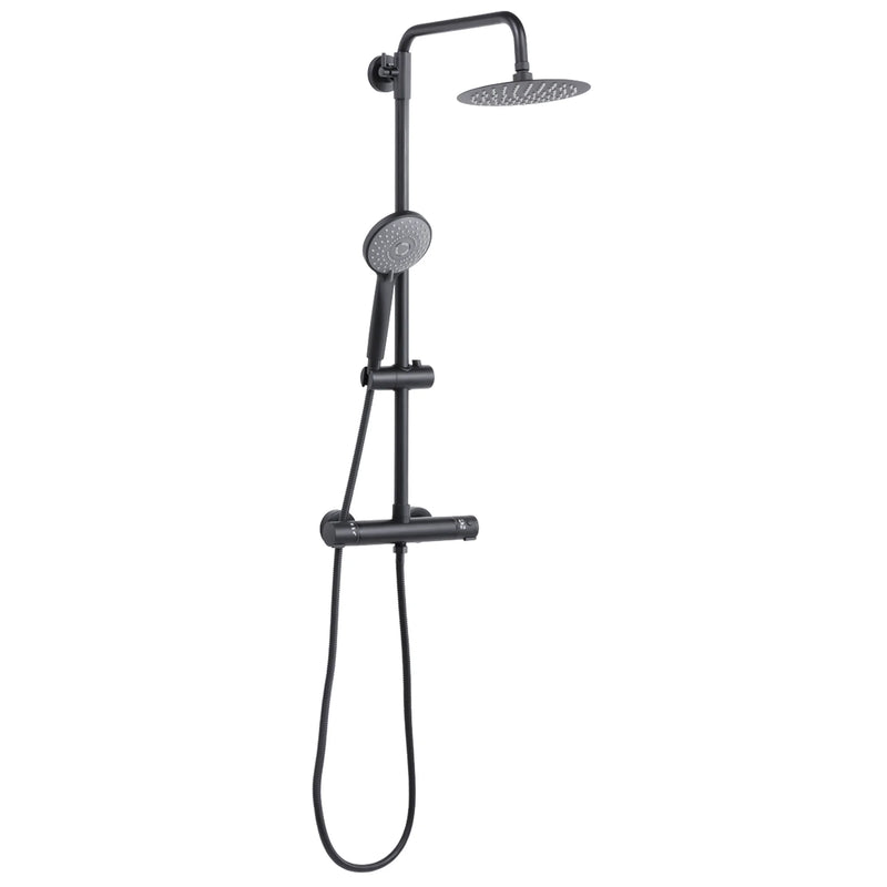 Baridi Thermostatic Shower Mixer Set 20cm Round Head Adjustable Rail