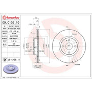 Brembo 2 x Internally Vented Brake Discs fits Mazda MX-5 1998-2005 1.6 1.8