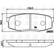 Comline 4 x Rear Brake Pad Set fits Toyota Land Cruiser 200 2007-2008 4.5 4.7