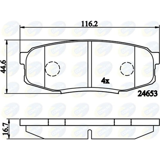 Comline 4 x Rear Brake Pad Set fits Toyota Land Cruiser 200 2007-2008 4.5 4.7