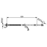 Bosch Brake Hydraulic Hose Line Front Left fits Kia Venga 2010-2019 1.4 1.6