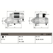 Denso Starter Motor 12V 2.5kW 9 Teeth fits Iveco Daily III 1999-2007 2.8