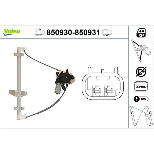 Valeo Electric Window Regulator Lifter Right Front 850931