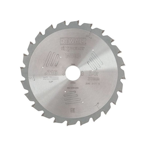 Dewalt Power Tools Series 60 Circular Saw Blade 216 x 30mm x 24T ATB/Neg DeWALT Power Tools - Dynamic Drive