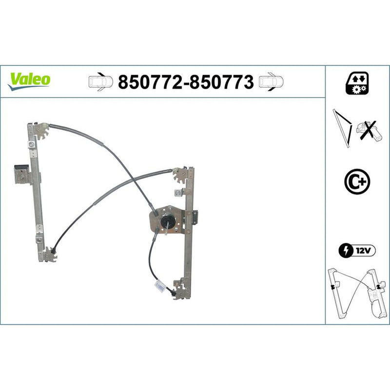 Valeo Electric Window Regulator Lifter Right Front 850773