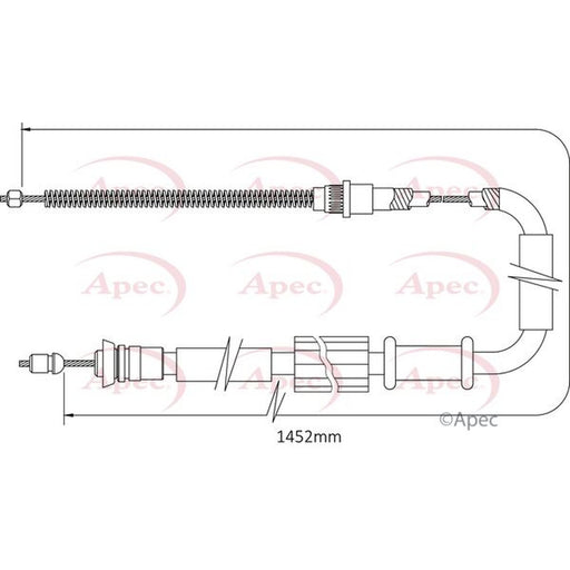 Apec Handbrake Cable Left Rear fits Fiat Punto 1993-2000 1.1 1.2 1.6 1.7