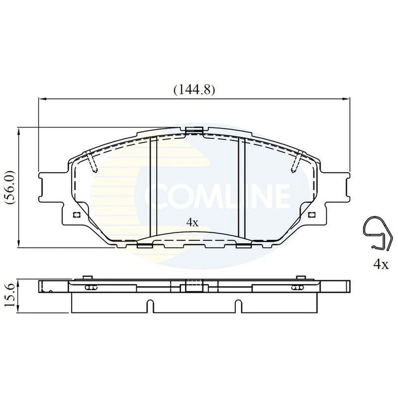 Comline 4 x Front Brake Pad Set fits Toyota Hilux VIII Pickup 2015-2021 2.4 2.8