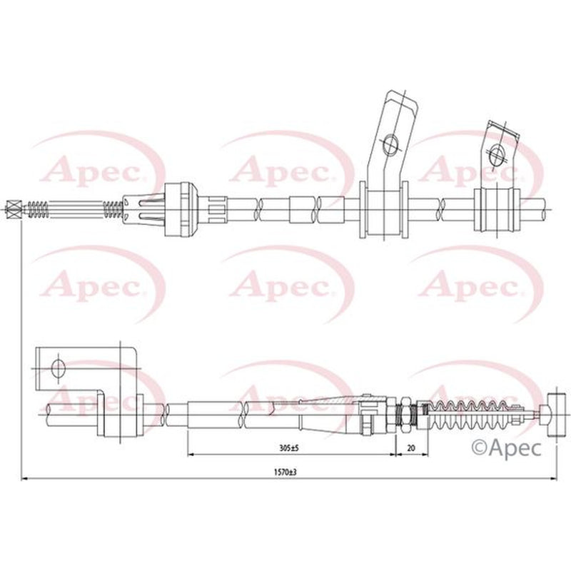 Apec Handbrake Cable Left Rear fits Suzuki Jimny Closed Off-Road Vehicle 1998 on