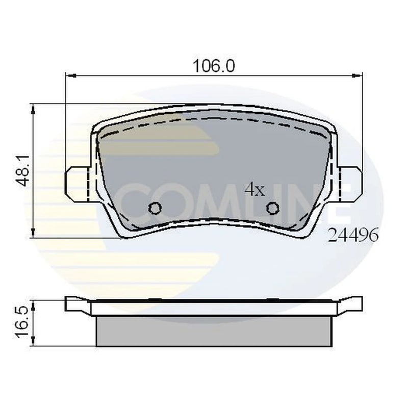 Comline 4 x Rear Brake Pad Set fits Ford Galaxy II 2006-2015 1.6 1.8 2.0 2.2 2.3
