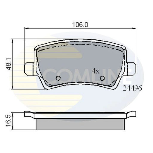 Comline 4 x Rear Brake Pad Set fits Ford Galaxy II 2006-2015 1.6 1.8 2.0 2.2 2.3