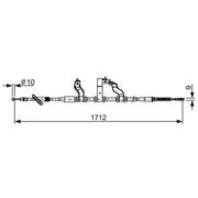 Bosch Handbrake Cable Rear fits Hyundai Tucson 2004-2012 2.0