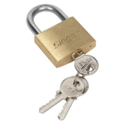 Seigen by Sealey Brass Body Padlock with Brass Cylinder 40mm S0987 Seigen by Sealey  - Dynamic Drive