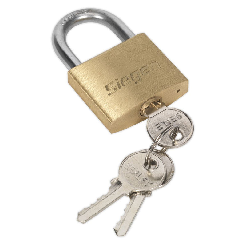 Sealey Brass Body Padlock with Brass Cylinder 40mm S0987 Siegen by Sealey - Dynamic Drive