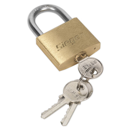 Sealey Brass Body Padlock with Brass Cylinder 40mm S0987 Siegen by Sealey - Dynamic Drive