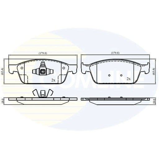 Comline 4 x Front Brake Pad Set fits Ford Focus III 2012-2017 2.0