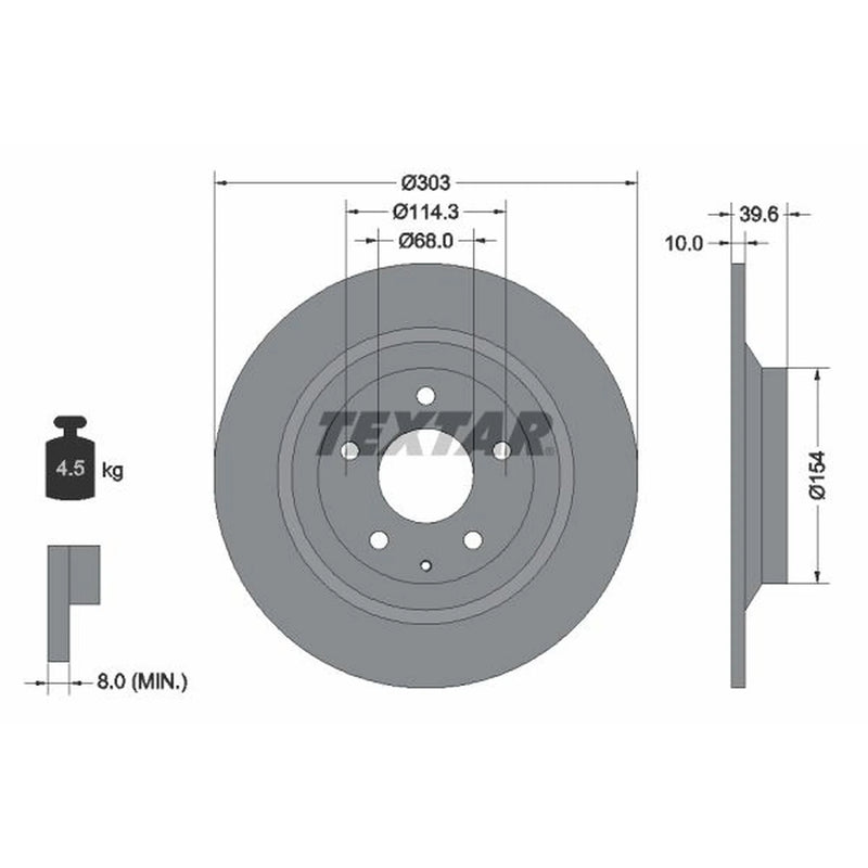 Textar 2 x Solid Rear Brake Discs 92242703-x2