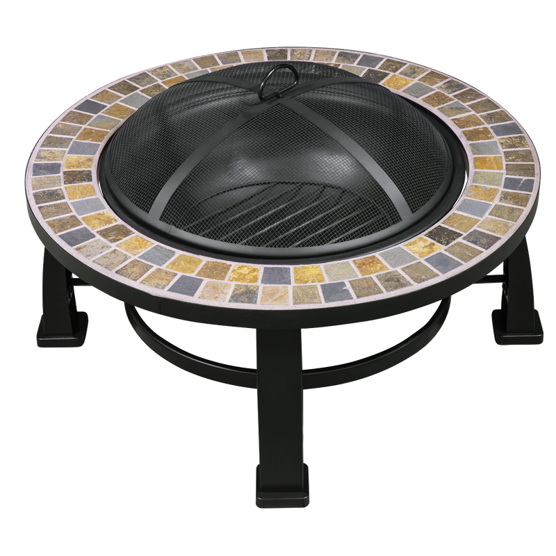 Dellonda 30" Deluxe Traditional Style Fire Pit Outdoor Heater - Slate Dellonda  - Dynamic Drive