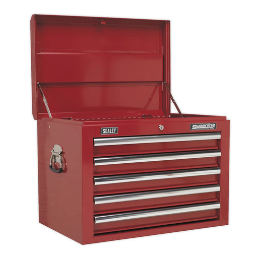Sealey Topchest 5 Drawer with Ball-Bearing Slides Red AP26059T Sealey - Dynamic Drive
