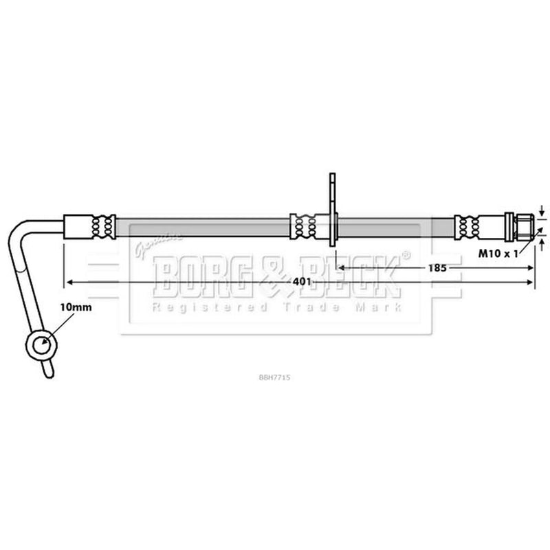 Borg & Beck Brake Hydraulic Hose Line Front Le BBH7715
