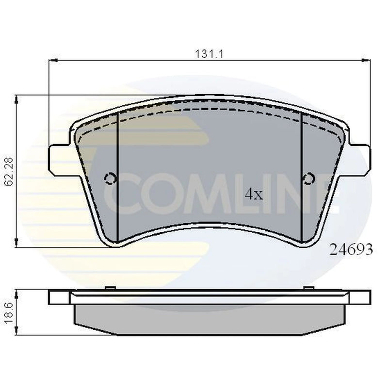 Comline 4 x Front Brake Pad Set fits Mercedes-Benz Citan Dualiner 2012-2021
