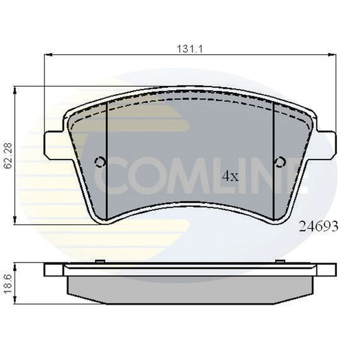 Comline 4 x Front Brake Pad Set fits Mercedes-Benz Citan Dualiner 2012-2021
