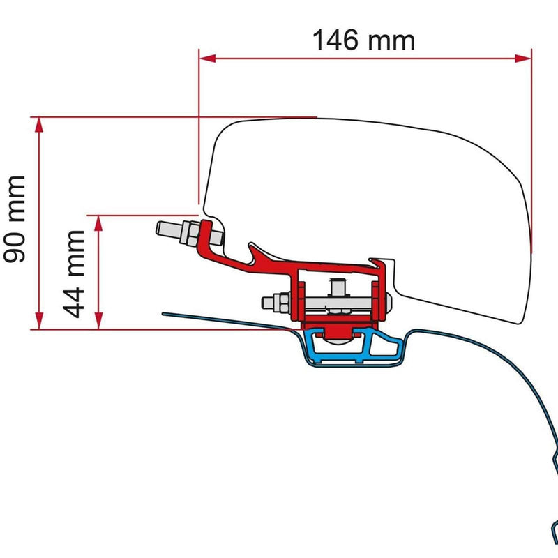 Fiamma VW T6 Transporter Multirail Brackets for F40 Awning Deep Black Fiamma - Dynamic Drive