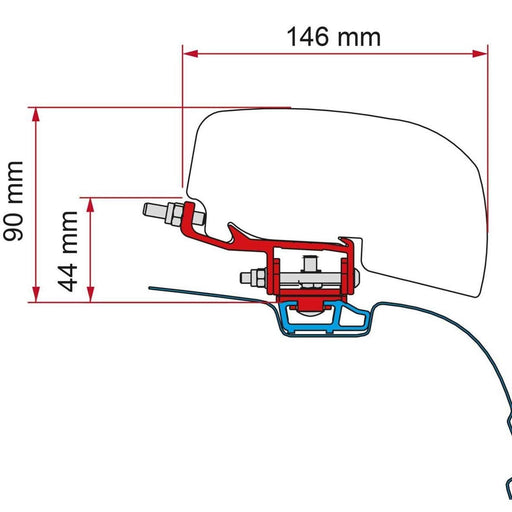 Fiamma VW T6 Transporter Multirail Brackets for F40 Awning Deep Black Fiamma - Dynamic Drive