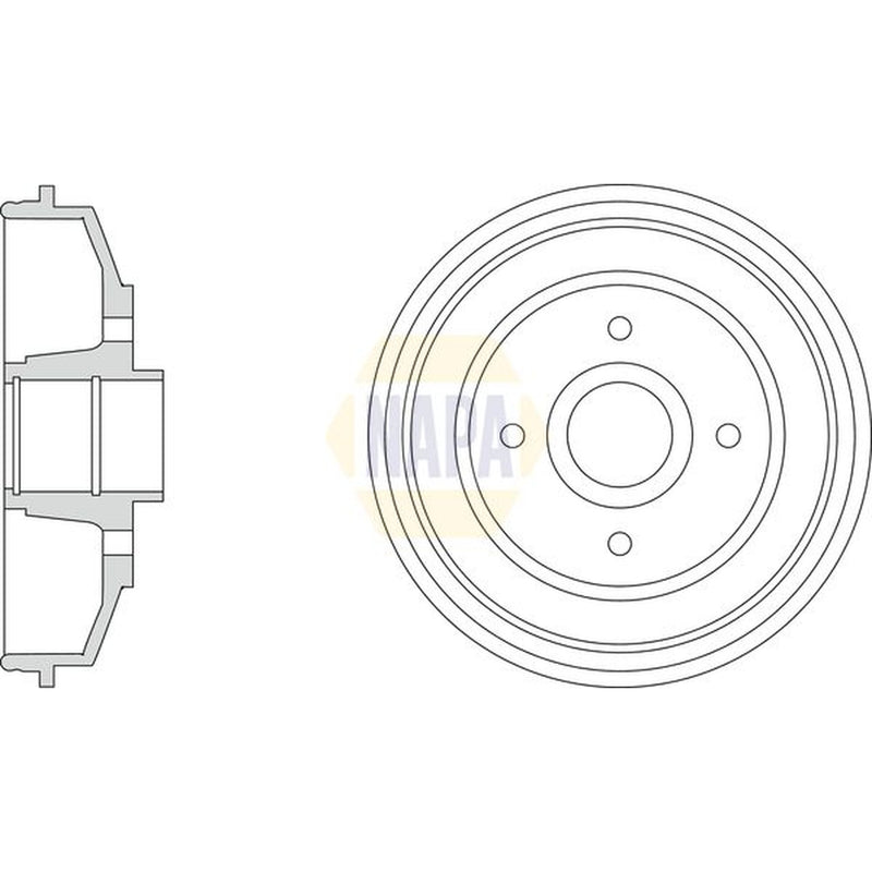 NAPA Brake Drum Assembly Rear fits Citroën C3 II 2009-2016 1.0 1.1 1.2 1.4 1.6