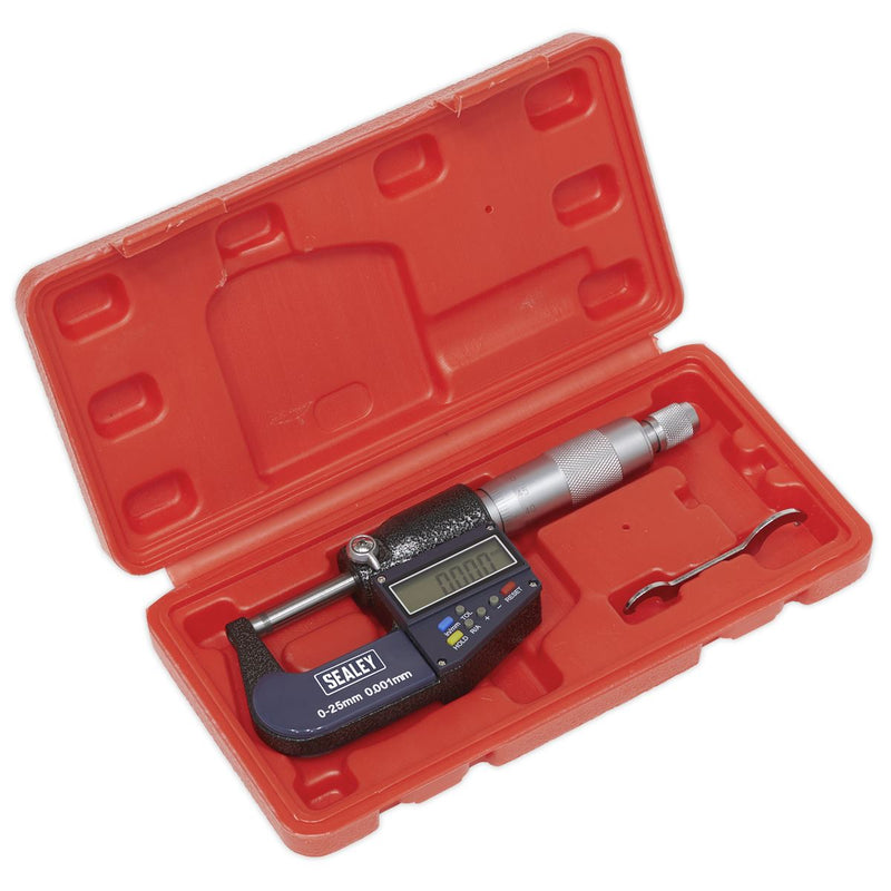 Sealey Digital External Micrometer 0-25mm(0-1") AK9635D Sealey - Dynamic Drive