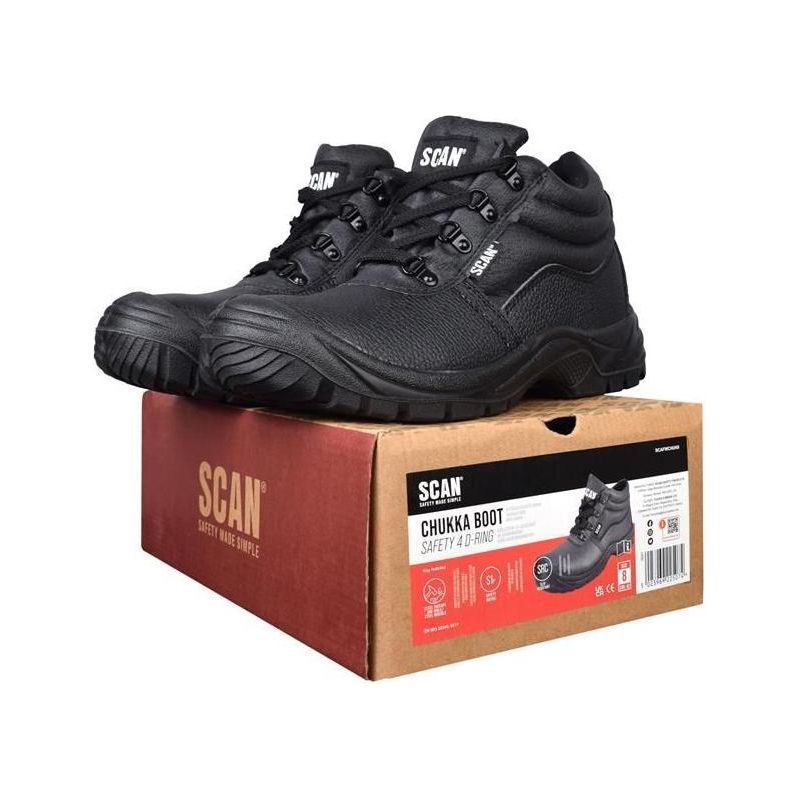 Scan 4 D-Ring Chukka Safety Boots Black UK 10 EUR 44 Scan - Dynamic Drive