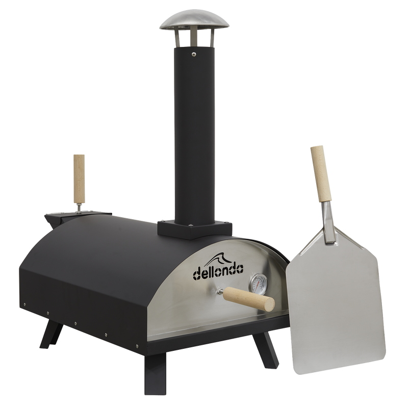 Dellonda Portable Wood-Fired 14" Pizza Oven and Smoking Oven Black/Stainless Steel Dellonda  - Dynamic Drive