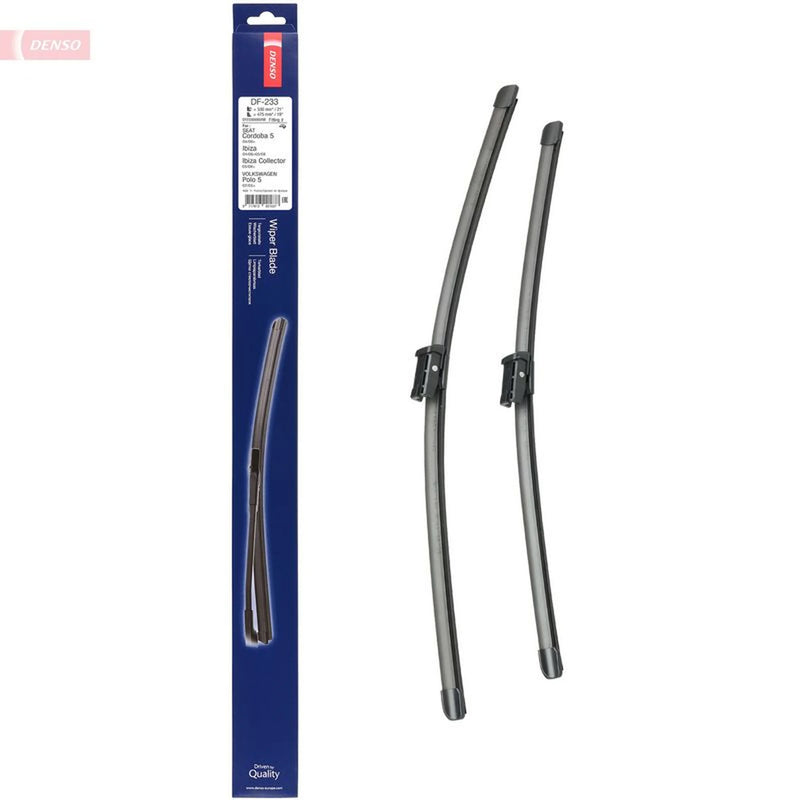 Denso Front & Rear Wiper Blade Set fits VW Polo IV 2001-2009 1.2 1.4 1.6 1.8 1.9