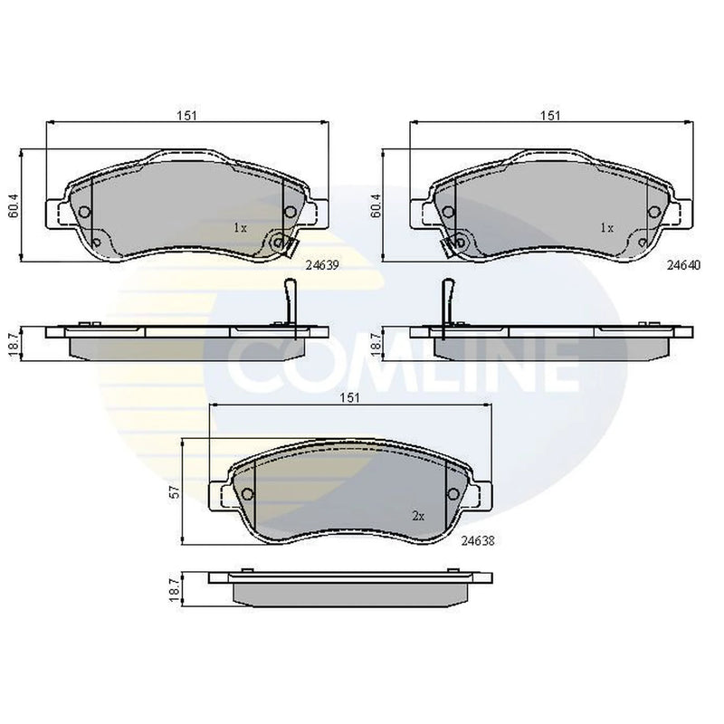 Comline 4 x Front Brake Pad Set fits Honda Cr-V III 2006-2012 2.0 2.2 2.4