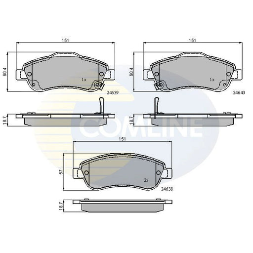 Comline 4 x Front Brake Pad Set fits Honda Cr-V III 2006-2012 2.0 2.2 2.4