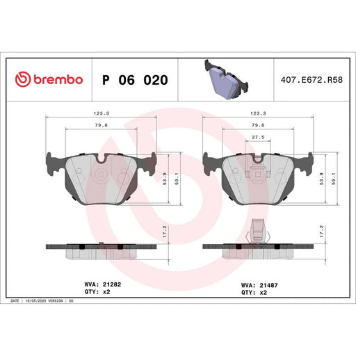 Brembo 4 x Rear Brake Pad Set fits Alpina Roadster V8 2002-2003 4.8
