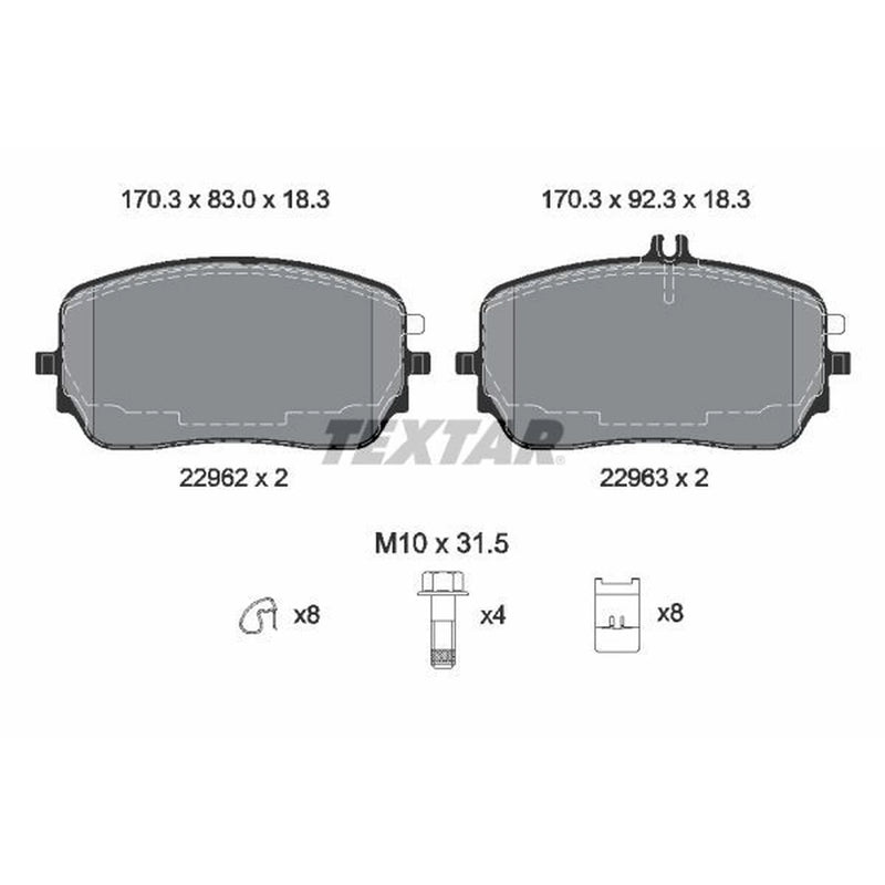 Textar Front Brake Pad Set 2296201