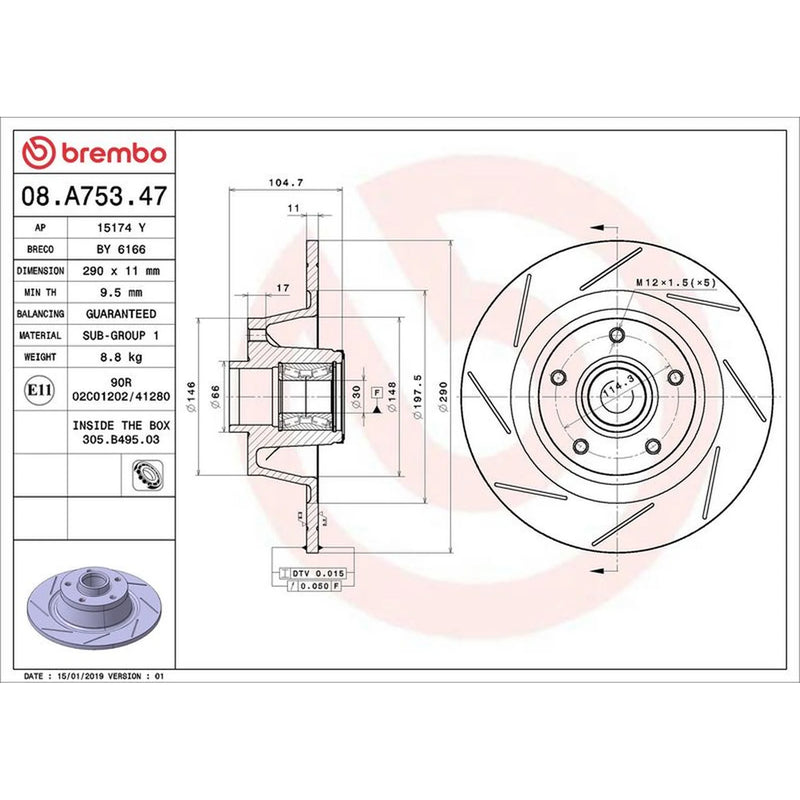 Brembo Rear Brake Solid Discs & Pads fits Renault Megane III 2008-2016 2.0