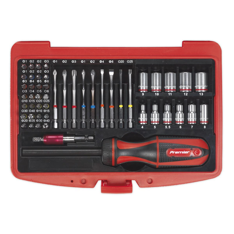 Sealey Fine Tooth Ratchet Screwdriver & Accessory Set 51pc AK64903 Sealey - Dynamic Drive