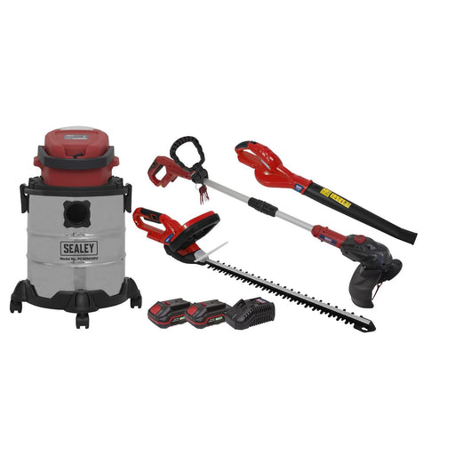 Sealey 4 x SV20 Series Cordless Garden Power Tool Combo Kit 20V - 2 Batteries Sealey - NN4 Online 