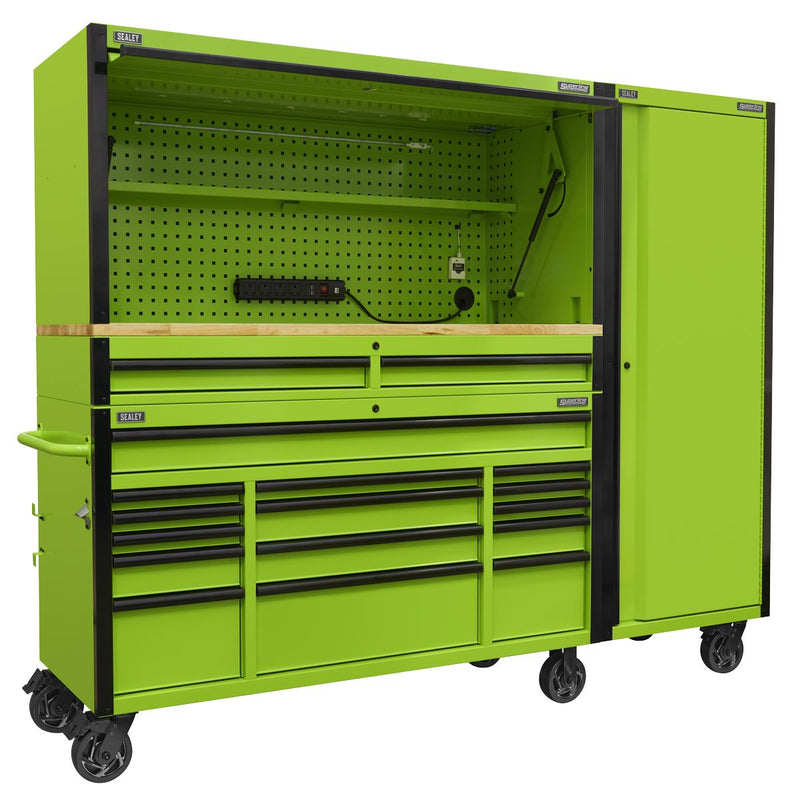 Superline PRO Black Edition Mobile Trolley Wooden Worktop Hutch 2 Drawer Riser Superline Pro - Dynamic Drive