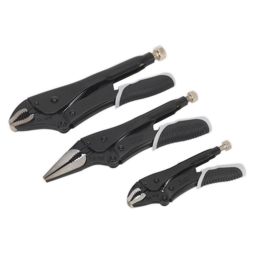 Sealey Locking Pliers Set 3pc Quick Release Black Series AK6863B Sealey - Dynamic Drive