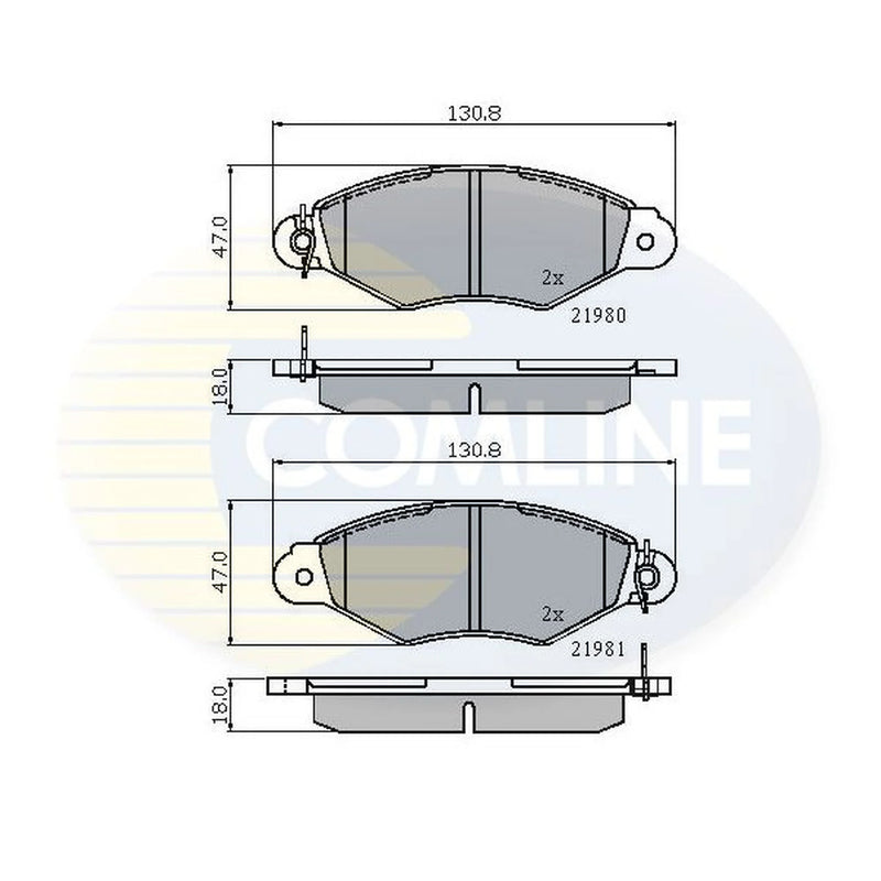 Comline 4 x Front Brake Pad Set fits Citroën Xsara 1997-2005 1.4 1.5 1.6 1.9