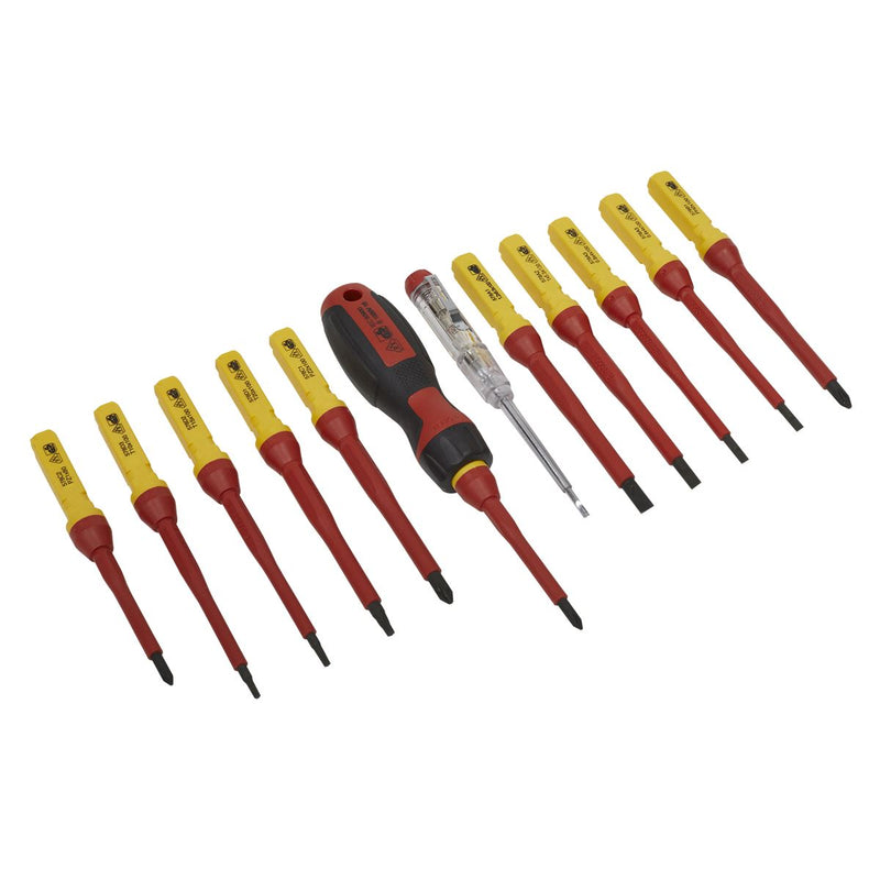 Sealey Screwdriver Set 13pc Interchangeable VDE Approved AK6128 Sealey - Dynamic Drive