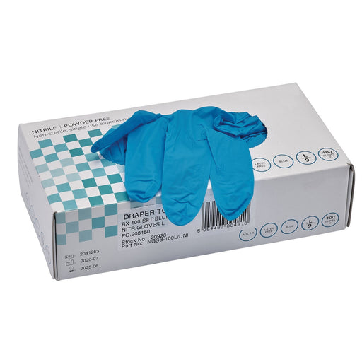 Draper Nitrile Gloves, Large, Blue (Pack of 100) 30928 Draper - Dynamic Drive
