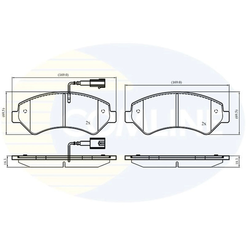 Comline 4 x Front Brake Pad Set fits Citroën Relay III 2006-2023 2.0 2.2 3.0