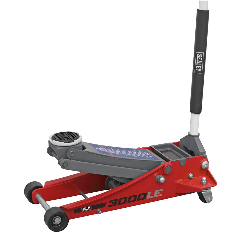 Sealey Low Profile Trolley Jack with Rocket Lift 3 Tonne - Red 3000LE Sealey - Dynamic Drive