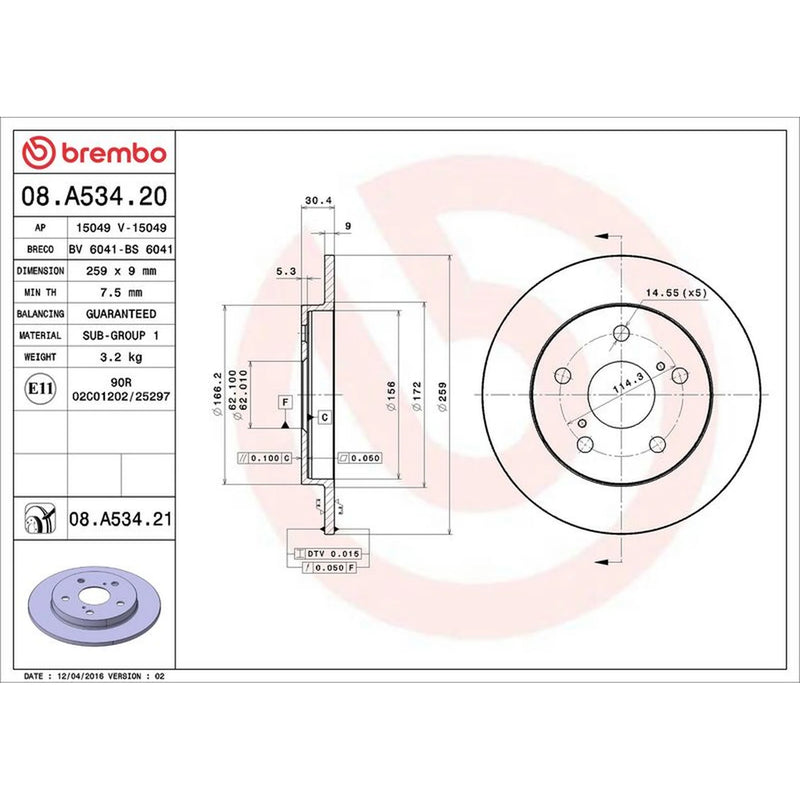 Brembo Front & Rear Brake Discs & Pads fits Toyota Corolla 2013-2019 1.6 1.8